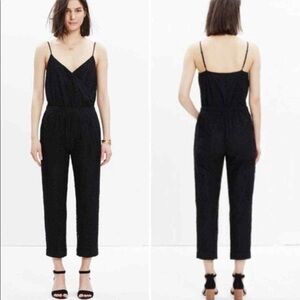 Madewell Sleeveless Adjustable Straps Black Lace Jumpsuit with pockets Medium
